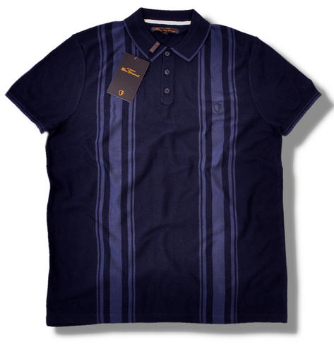 Ben Sherman Mod Stripe Fine Gauge Knit S / S Polo Navy Preview